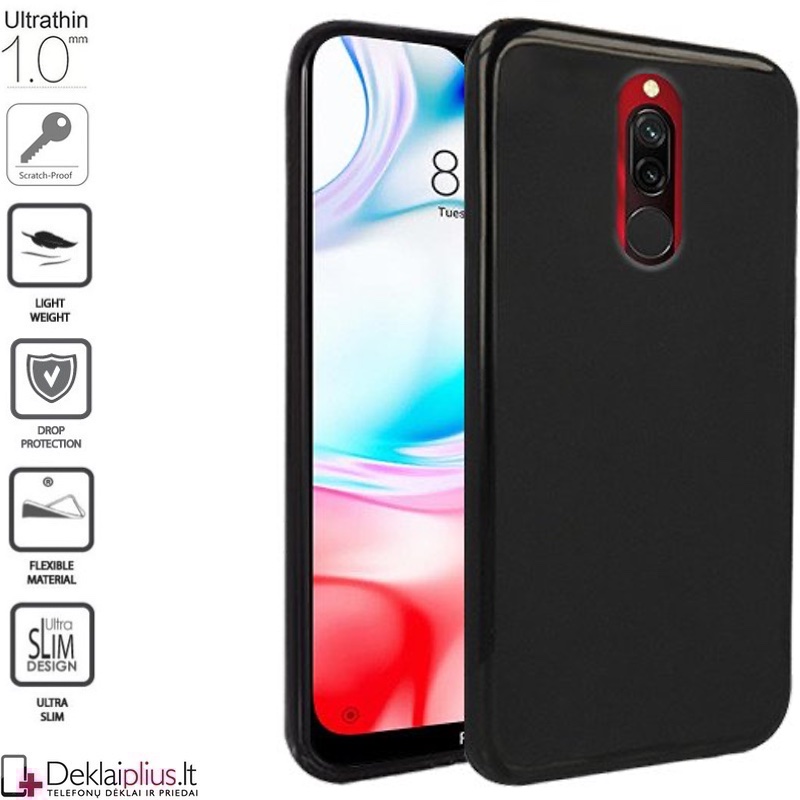 Silikoninis 1mm. storio dėklas - juodas (Xiaomi Redmi 8) Silikoninis 1mm. storio dėklas - juodas (Xiaomi Redmi 8)